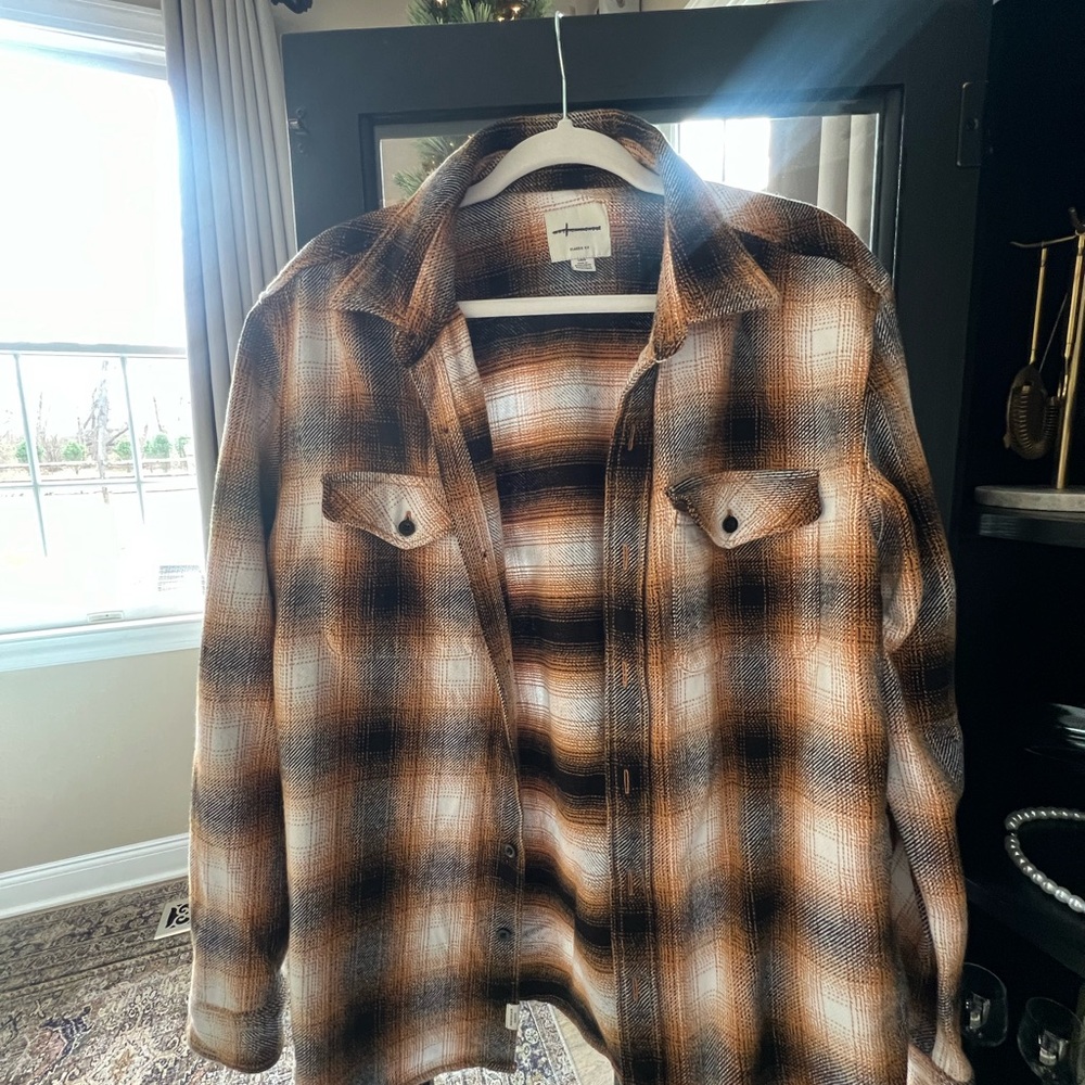 Brown Plaid Shirt, size large